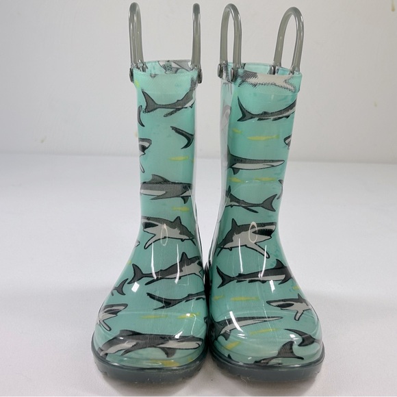 Western Chief Shark Chase Lighted Rain Boots Sz 10T - Picture 3 of 13
